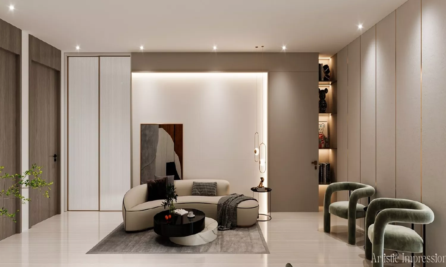 Vaas Aspire Gurgaon premium apartment living area contemporary interior design